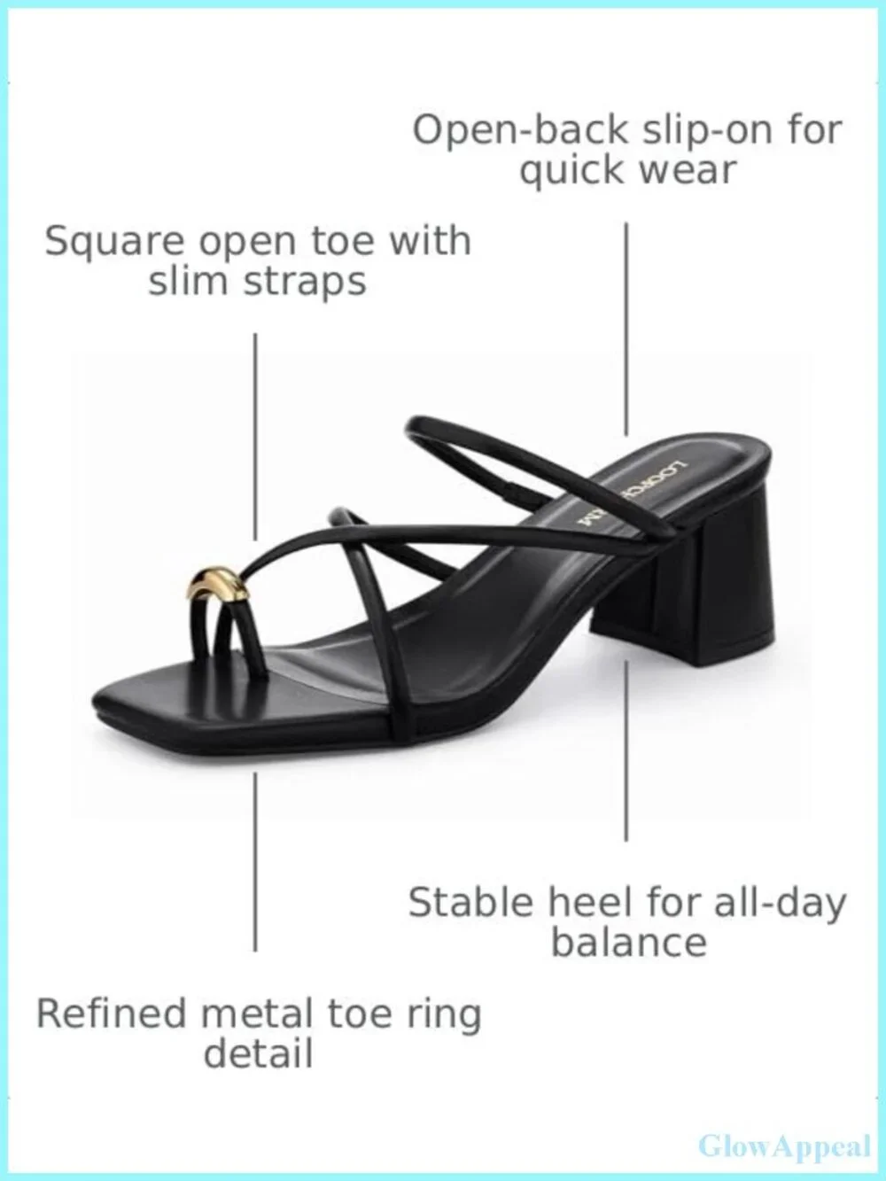 Women's Strappy Block Heel Sandals Square Toe Mules Slip On Faux Leather